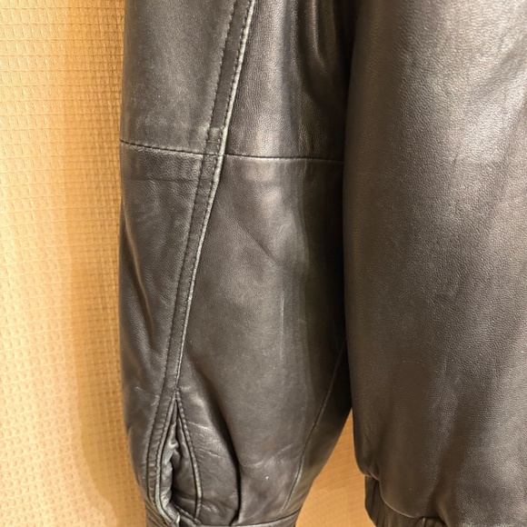 Clairborne Lamb Black Leather Bomber Jacket Men's L - Picture 12 of 16